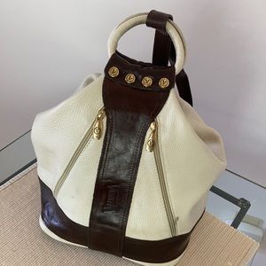 Valentina Italian leather ivory & brown backpack